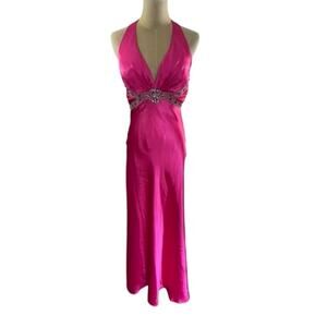 "TABOO" Formal Rhinestone Halter Maxi Dress SZ‎ 9/10 Y2K Barbie Prom PLZ READ!!